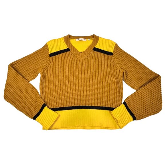 Marni x Uniqlo Colab Sweater Sz.M Yellow Colorblock Grunge Funky Mid Century - Picture 11 of 11